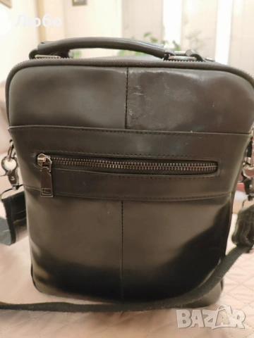 Мъжка чанта от естествена кожа (черна) SILVER FLAME - Много запазена, снимка 2 - Чанти - 53772823