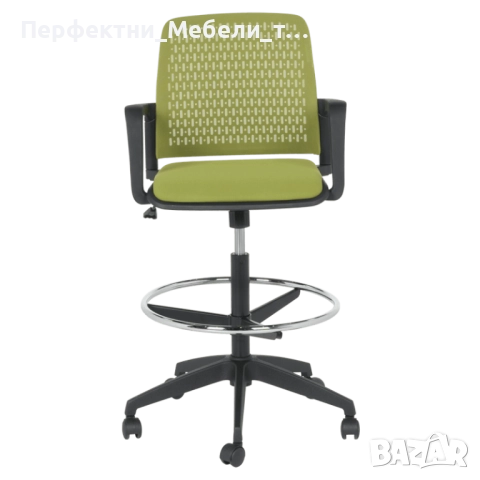 Бар кресло,висок работен стол с подлакътници,стол за рецепция,баров стол,стол с ринг за краката , снимка 3 - Столове - 52560116