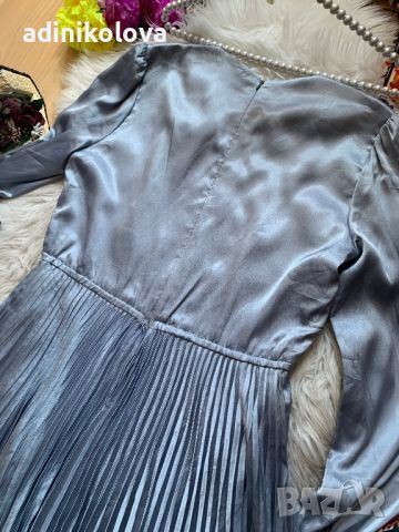 Сатенена синя рокля солей, снимка 3 - Рокли - 45683152