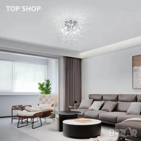 Модерен кристален полилей FORCOSO 6*G9 LED светлини, кристал K9, без крушки, снимка 3 - Полилеи - 49509149