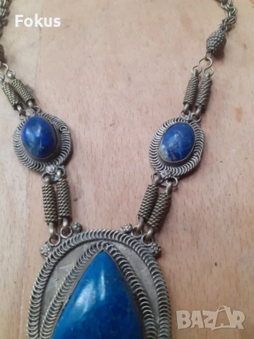 Стар етнографски дамски накит с лапис лазули за носия, снимка 3 - Антикварни и старинни предмети - 51748528