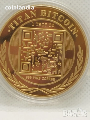 позлатена монета Биткойн репродукция , снимка 2 - Нумизматика и бонистика - 53291343