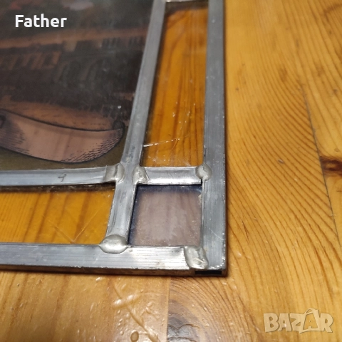 Стъклена картина с калаен обков/витраж, снимка 5 - Декорация за дома - 51483944