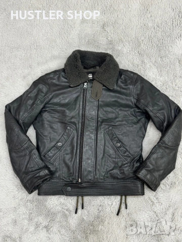 Мъжко яке от естествена кожа G-STAR RAW. Размер S, снимка 3 - Якета - 53933195