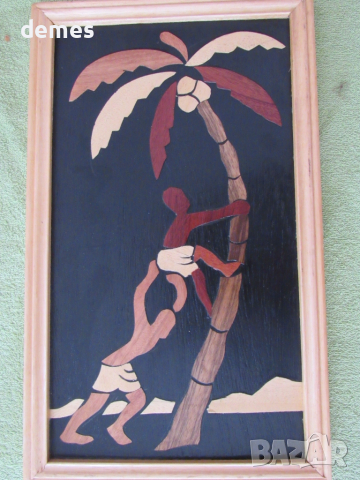 Горе на палмата-картина от бананова кора-2, снимка 2 - Картини - 52013199