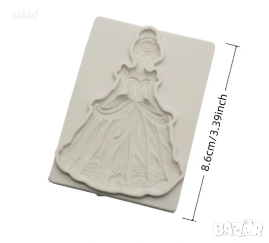 Момиче в красива рокля принцеса силиконов молд форма фондан шоколад декор украса , снимка 3 - Форми - 53804761