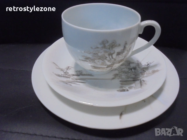 № 8521 Винтидж японски порцеланов троен сет – чашка с две чинийки 