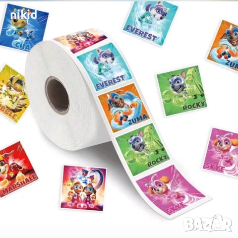 100 бр правоъг . PAW Pes Patrol Пес Патрул кучета малки самозалепващи лепенки стикери ръчна подарък