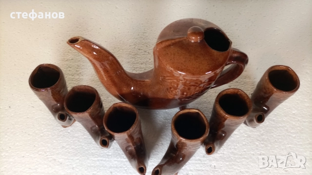 Комплект за греяна ракия, ритон, ханска шатра за 6 човека, керамика, снимка 3 - Сервизи - 52867890