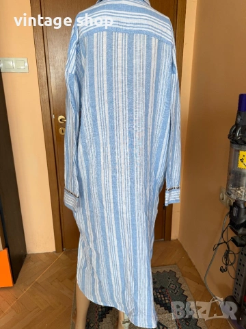 Кафтан( дълга рокля тип туника) 100% лен Lemem&H&M, размер M/L/XL, снимка 6 - Туники - 54224006