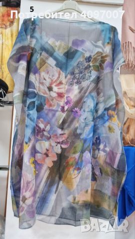 Туника-рокля за плажа в модерни цветни принтове и в свободна права кройка, универсален размер. Дължи, снимка 5 - Рокли - 45752554