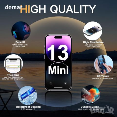 JQYDZH за iPhone 13 Mini - LCD 5,4-инчов HD дисплей и комплект за монтаж, снимка 5 - Резервни части за телефони - 46797885