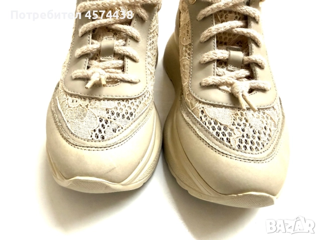 Оригинални Кожени Кецове Daris с Дантела Бежови, снимка 8 - Кецове - 52794378