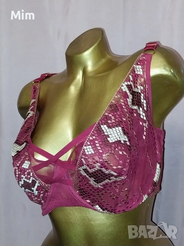 Ulla Popken 100 C Червен дантелен сутиен , снимка 4 - Бельо - 53290575