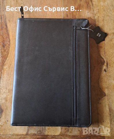 папка за документи естествена кожа черна с цип А4 внос от Италия 
