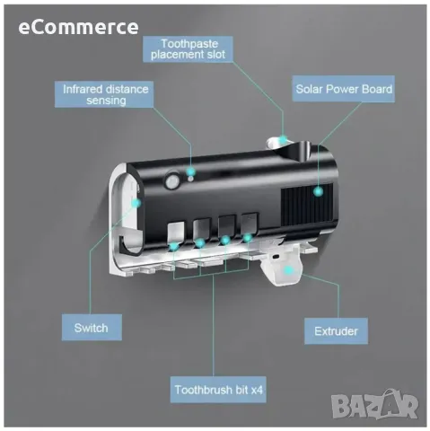 Соларен диспенсър за паста за зъби/ Има UV лъчи, но трябва да не засича движение известно време, за , снимка 9 - Други - 47602638