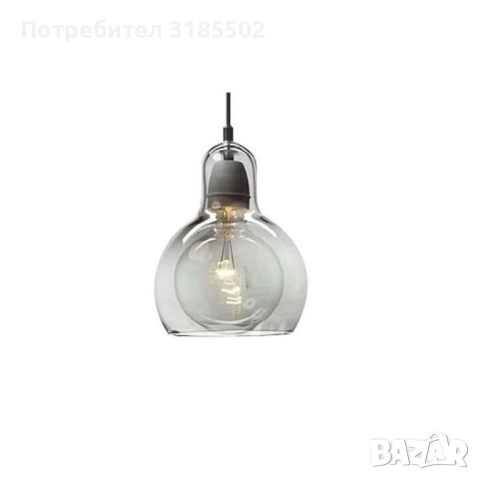 Пендел Globe, Е27, Кехлибар, Опушено сиво, снимка 6 - Лампи за таван - 51446096