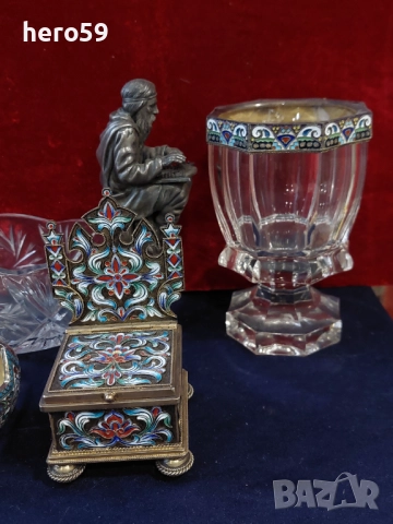  Царска русия!лот от среърни 84 артикули-сребро, кристал, емайл,цени 2500-6000 евро/сребърна чаша/, снимка 7 - Антикварни и старинни предмети - 38144405