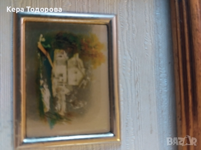 Старинна картина със златен варак и сертификат, снимка 1