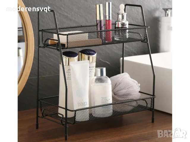 Етажерка 2 етажа кухня/баня черна, снимка 3 - Органайзери - 53903441