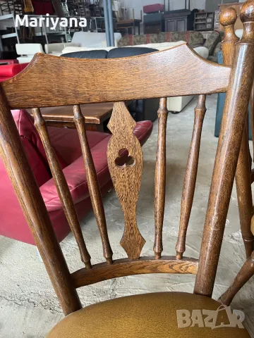 Трапезни столове 4 броя - дърво и кожа, снимка 4 - Столове - 50005539