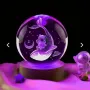 LED Светеща кристална топка/лампа, 3D сензорна-Кит и малко мече, снимка 2