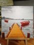 картина пано Езеро с лодки от Италия, снимка 1 - Картини - 45680256