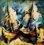 Картина, лодки, худ. Андрей Станишев, 1996 г., снимка 2