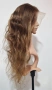 Естествена чуплива перука от бразилска коса 70-75 см - Lace Front 13x6, кафява с руси кичури, снимка 2