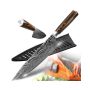 8 ИНЧА С КУТИЙКА  Кухненски нож професионален от японска дамаскова стомана, снимка 1 - Прибори за хранене, готвене и сервиране - 45472174
