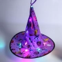 Halloween / Хелоуин висяща декорация – шапка на вещица, лилава, с LED, Ø39x35 см_1254895, снимка 2