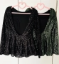 Разпродажба дамски топ блуза с пайети дълъг ръкав пайетен пайетена с гол гръб черен зелен официална, снимка 2