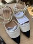 Обувки с перли бежови пантофки бели , снимка 2
