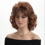 Къса дамска къдрава кафява синтетична перука с бретон, снимка 3