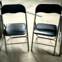 Сгъваем стол с облегалка - 36х80 см, метал и еко кожа, черен, снимка 4 - Столове - 45413159