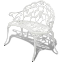 vidaXL Градинска пейка, 100 см, лят алуминий, бяла（SKU:42167, снимка 1 - Градински мебели, декорация  - 45006993