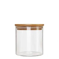 Стъклен буркан с бамбуков капак Ø10 x 10 см, 700 мл, снимка 2 - Съдове за готвене - 45497959