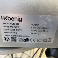 Слайсър H.Koenig MSX220 22см Машина за рязане 0-12мм с точило 240W, снимка 8 - Месомелачки - 45108297