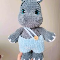 Плетена плюшена играчка - хипопотам и носорог, снимка 3 - Плюшени играчки - 45237659
