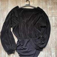 Черно еластично парти официална рипс V образно боди деколте с прехлупване , снимка 5 - Блузи с дълъг ръкав и пуловери - 45750549