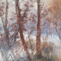 Дончо Занков 1893-1960 Уникален Пейзаж 1920те год. дървета маслени бои, снимка 4 - Картини - 44957163