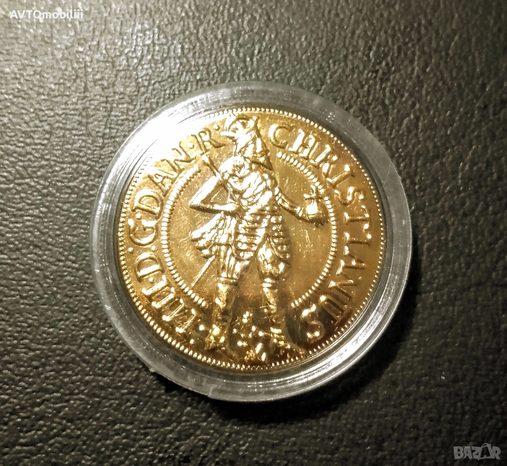 Позлатена монета 2 Дуката 1644 г Кристиан четвърти, снимка 1