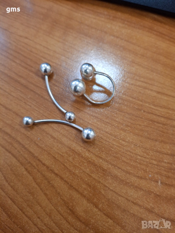 Сребърни пръстен и обеци , снимка 1