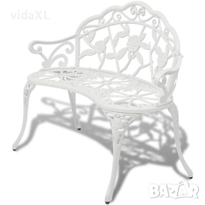 vidaXL Градинска пейка, 100 см, лят алуминий, бяла（SKU:42167, снимка 1