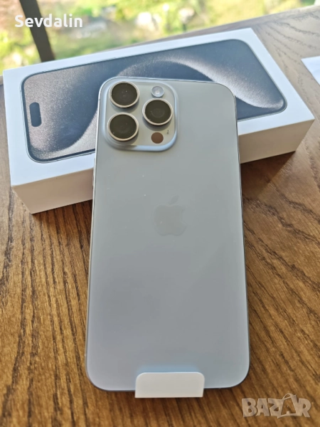 iPhone 15 Pro Max 256GB Natural Titanium 100% Battery health НОВ!, снимка 1