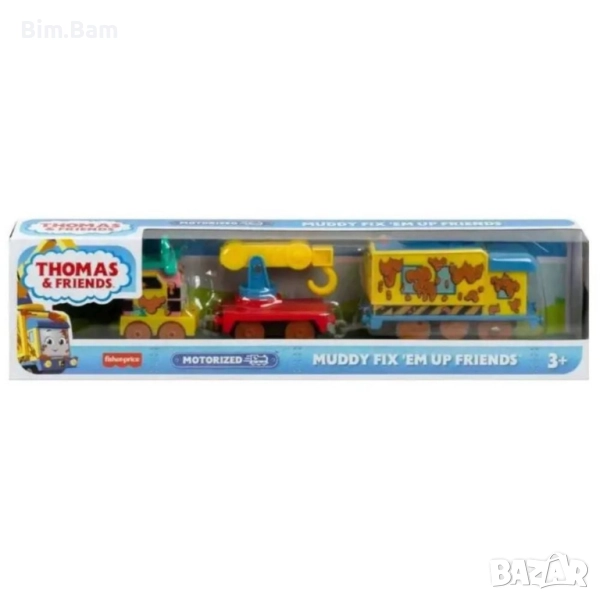 Оригинално моторизиранo влакче Thomas & Friends- Muddy fix em up friends Кранът Карли / Fisher Price, снимка 1