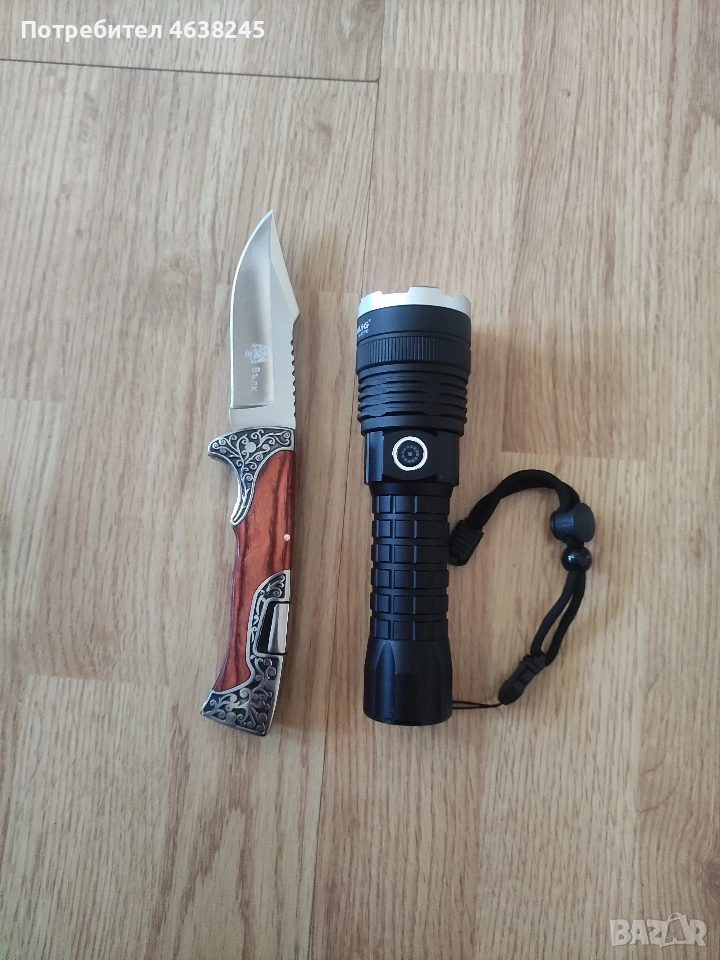 сгъваем нож + мощен фенер : 50 лв, снимка 1