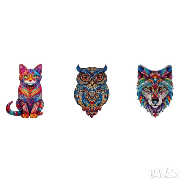 Дървен пъзел с животни / Детски дървени пъзели с животни - 3 модела, снимка 1