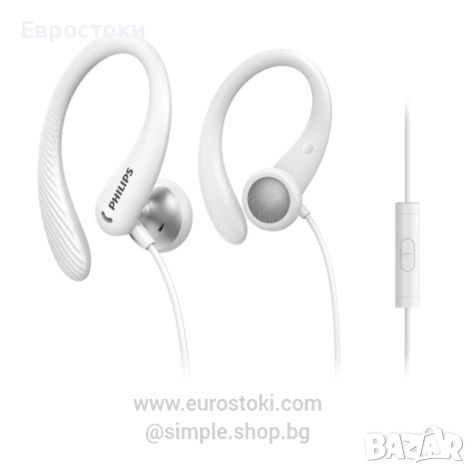 Слушалки PHILIPS Audio Sports Headphones A1105WT/00 с микрофон, снимка 1