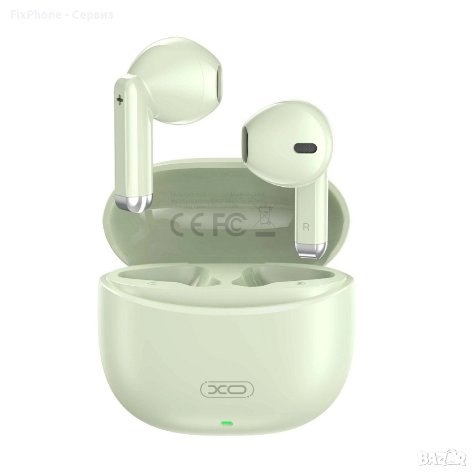 Слушалки Bluetooth безжични XO X33 TWS, Зелени , снимка 1